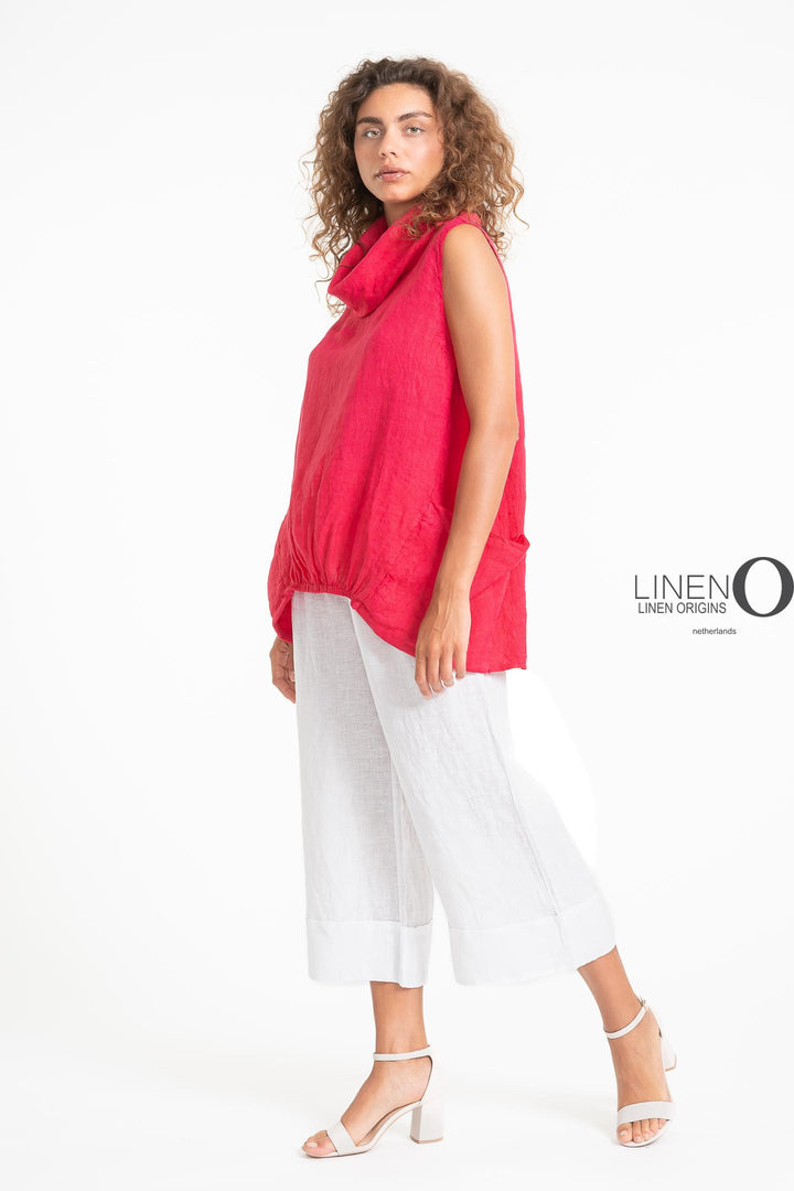 French Linen Blouse Ruche Accent - Breathable Naturals | Glam & Fame Clothing