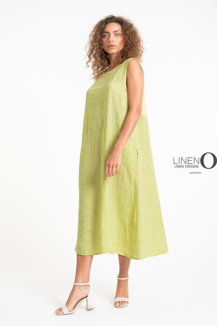 French Linen Maxi Dress A-Line