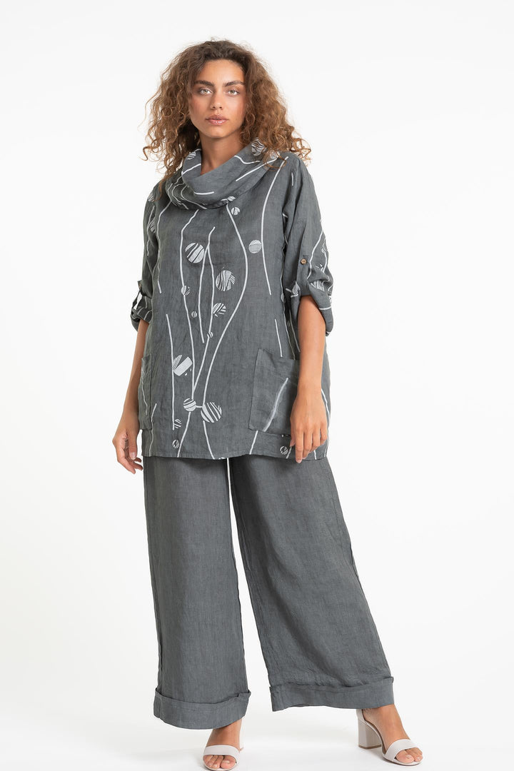 French Linen Tunic Blouse Print - Breathable Naturals | Glam & Fame Clothing
