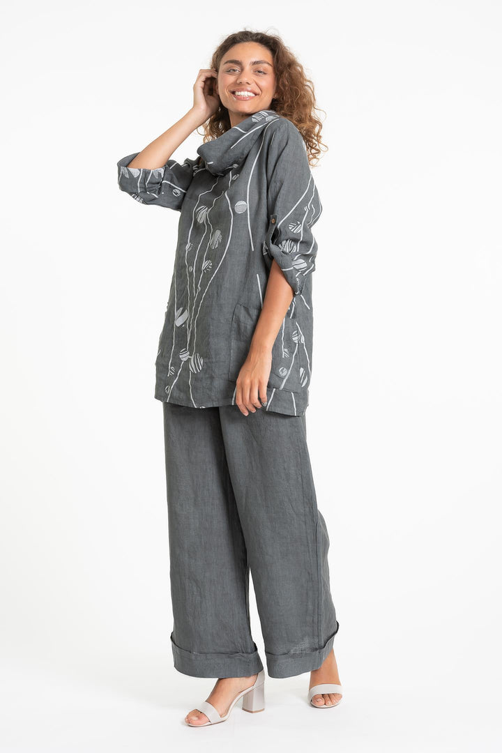 French Linen Tunic Blouse Print - Breathable Naturals | Glam & Fame Clothing