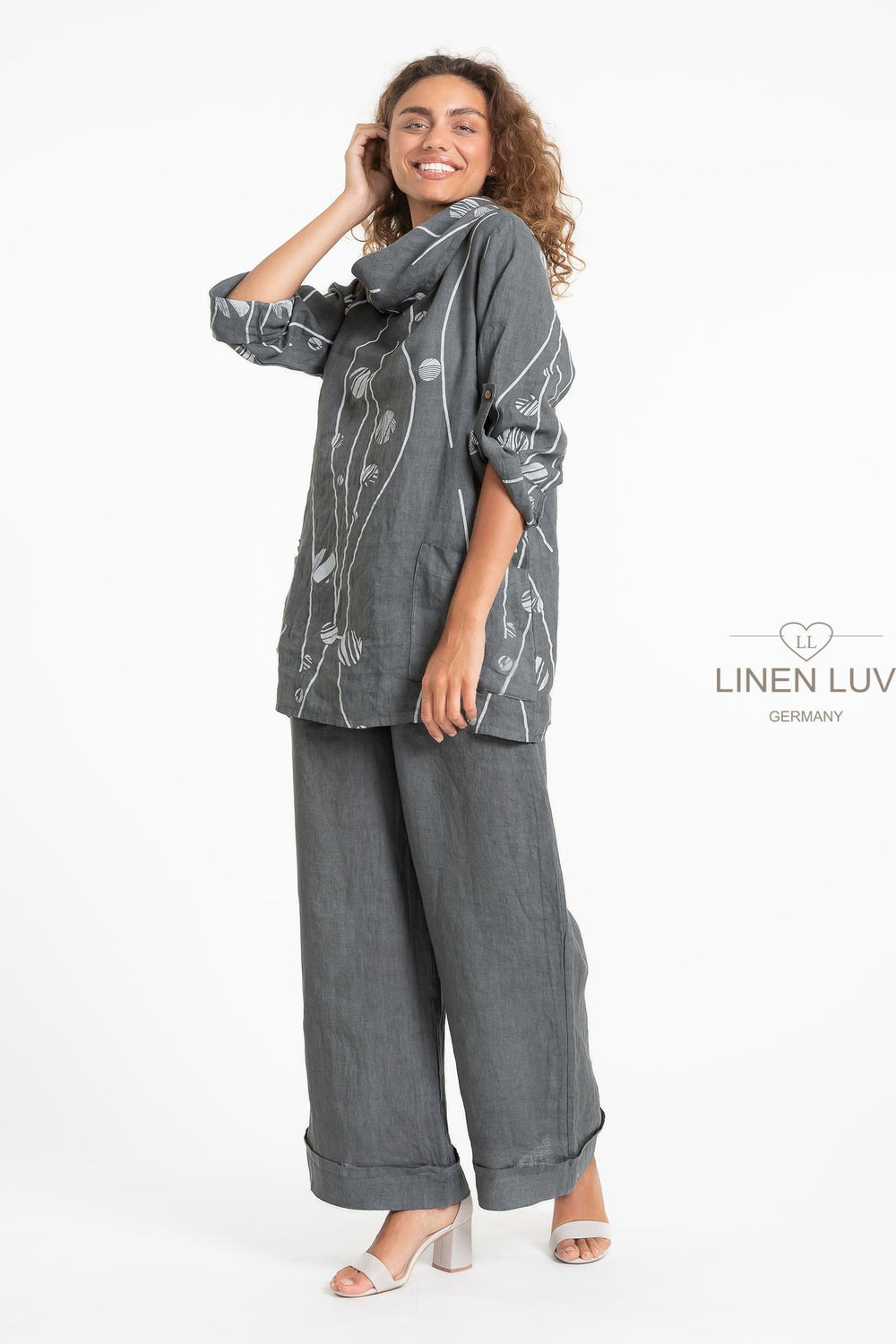 French Linen Tunic Blouse Print - Breathable Naturals | Glam & Fame Clothing