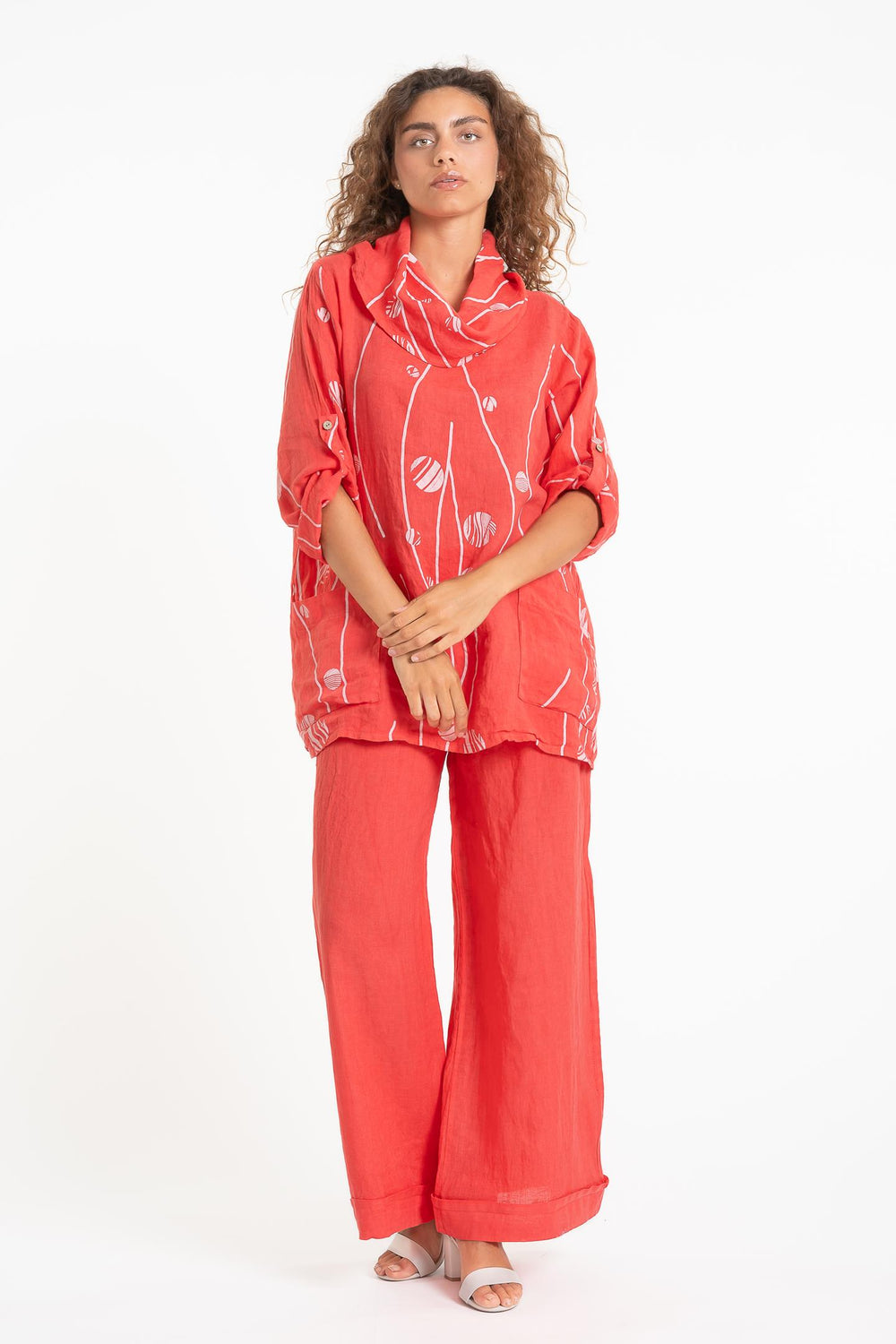 French Linen Tunic Blouse Print - Breathable Naturals | Glam & Fame Clothing