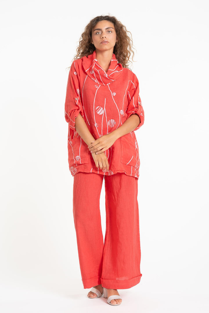 French Linen Tunic Blouse Print - Breathable Naturals | Glam & Fame Clothing
