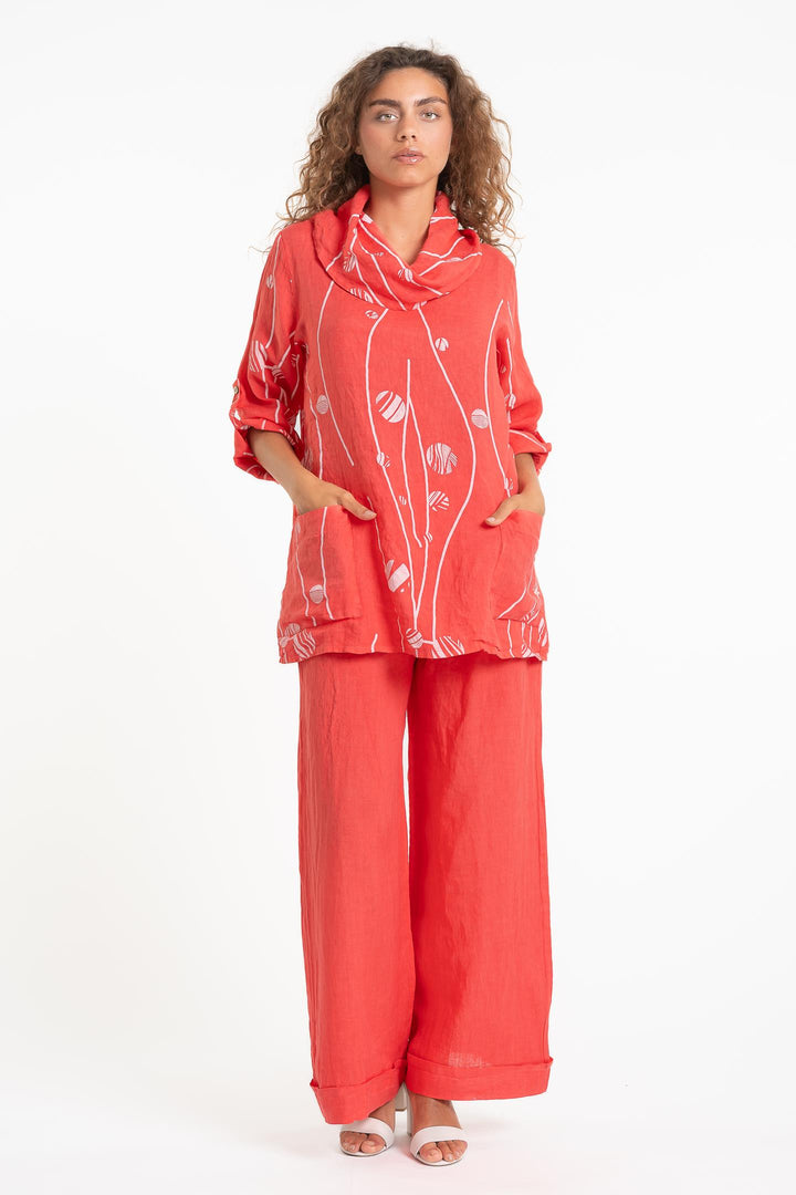 French Linen Tunic Blouse Print - Breathable Naturals | Glam & Fame Clothing