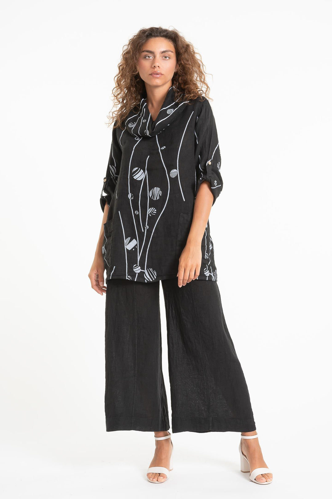 French Linen Tunic Blouse Print - Breathable Naturals | Glam & Fame Clothing
