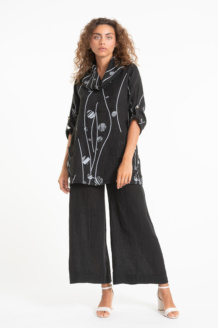 French Linen Tunic Blouse Print - Breathable Naturals | Glam & Fame Clothing