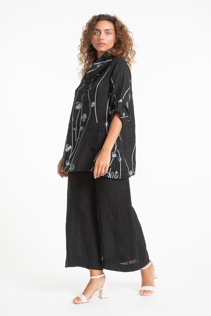 French Linen Tunic Blouse Print - Breathable Naturals | Glam & Fame Clothing