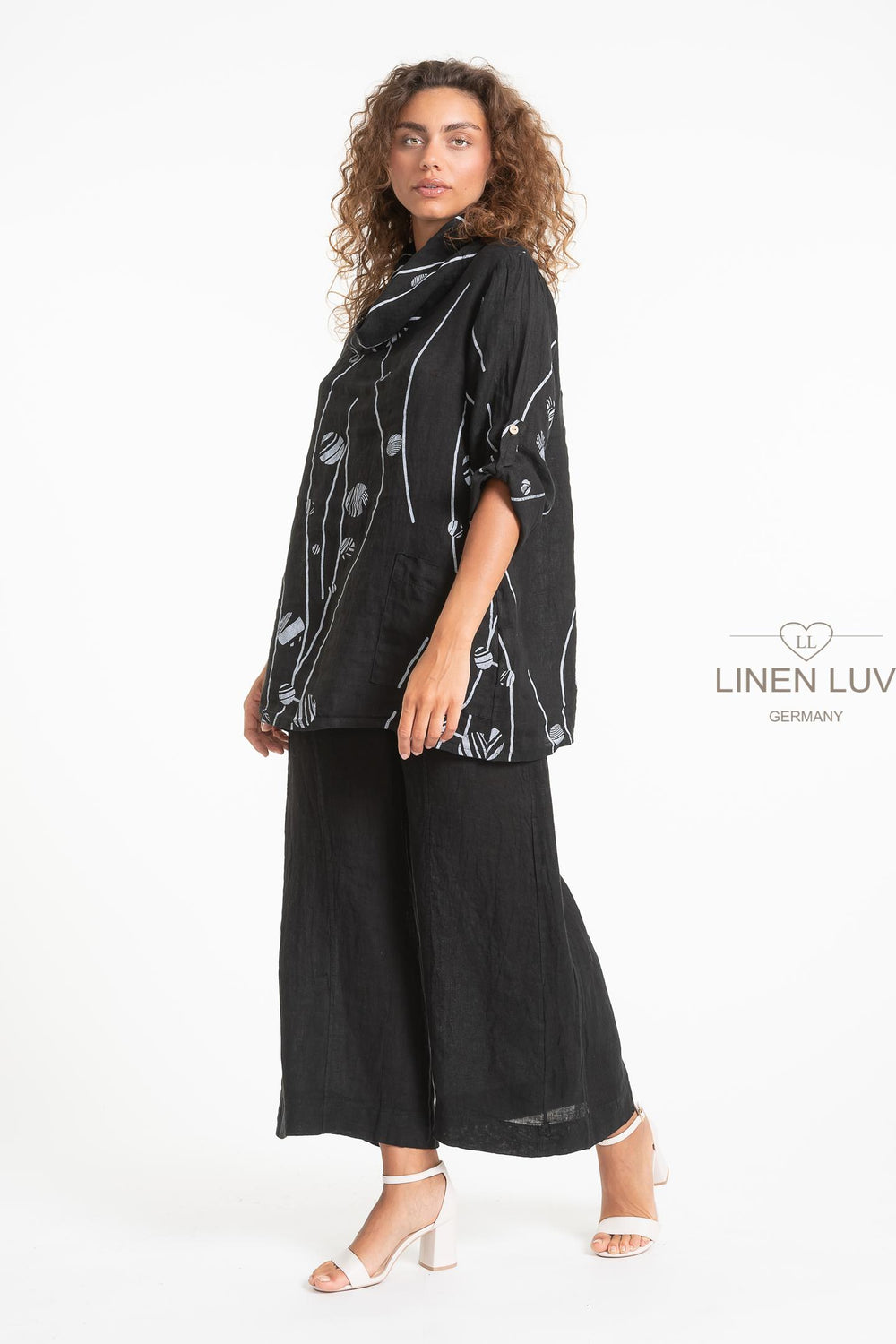 French Linen Tunic Blouse Print - Breathable Naturals | Glam & Fame Clothing