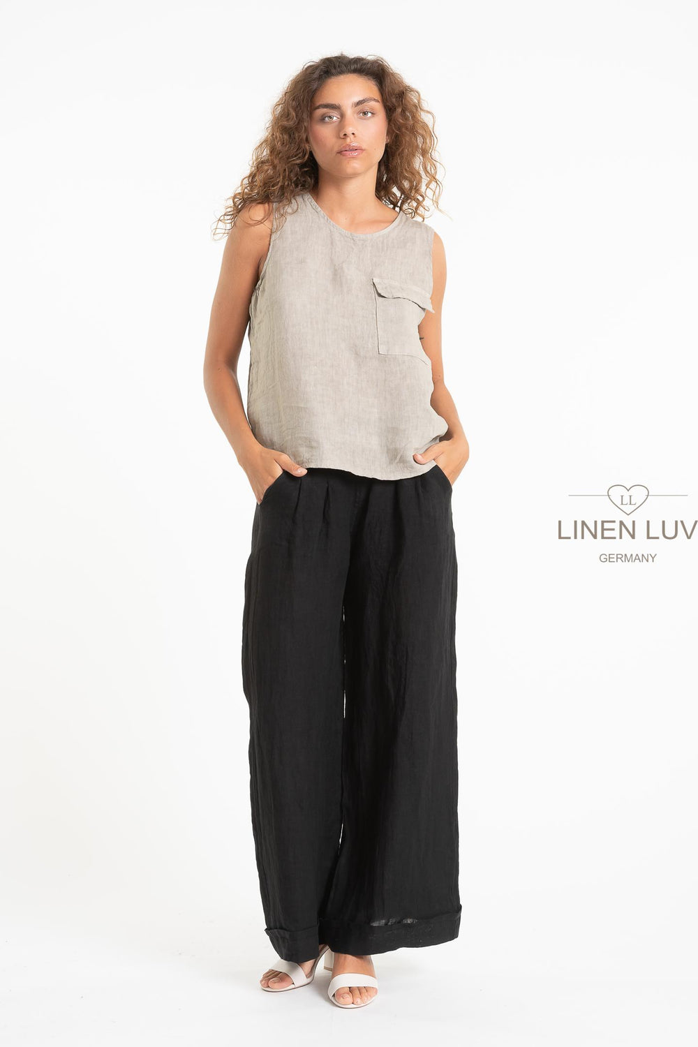 French Linen Top Sleeveless - Breathable Naturals | Glam & Fame Clothing