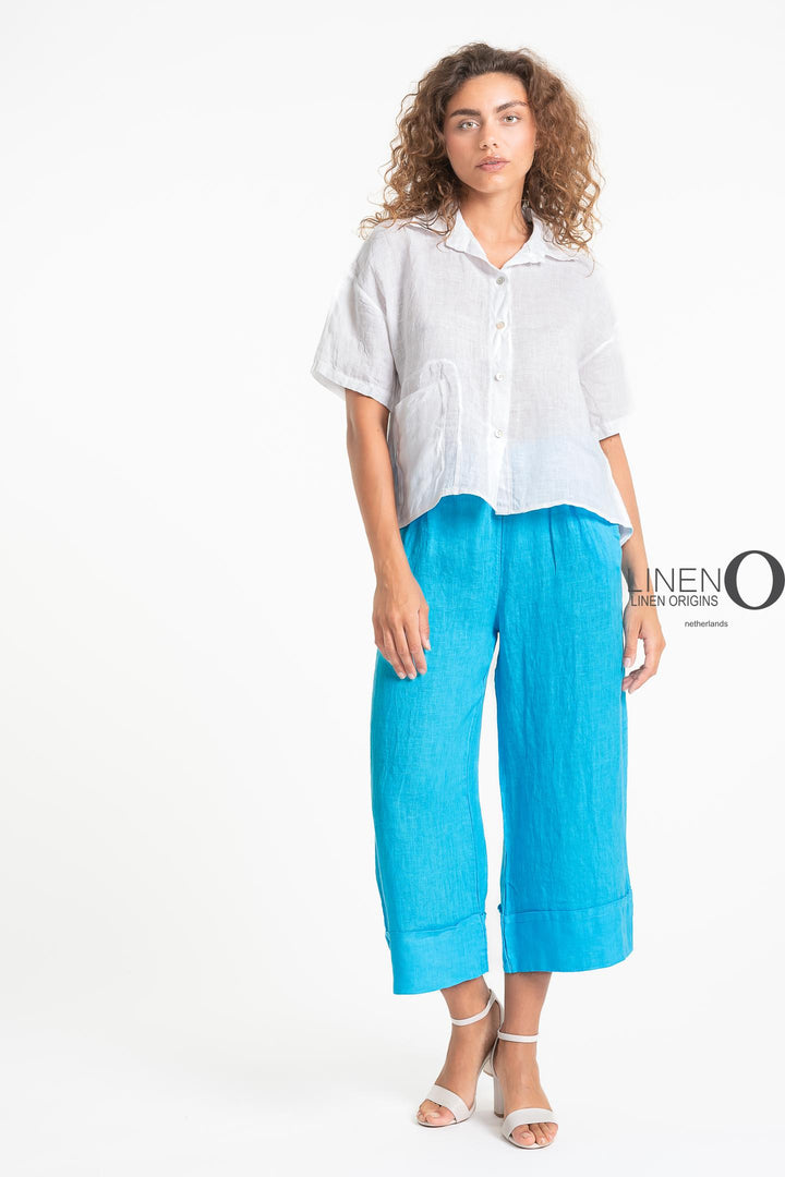 French Linen Short Sleeve Pocket Shirt - Breathable Naturals | Glam & Fame Clothing