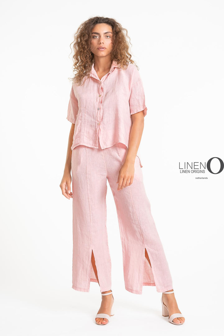 French Linen Short Sleeve Pocket Shirt