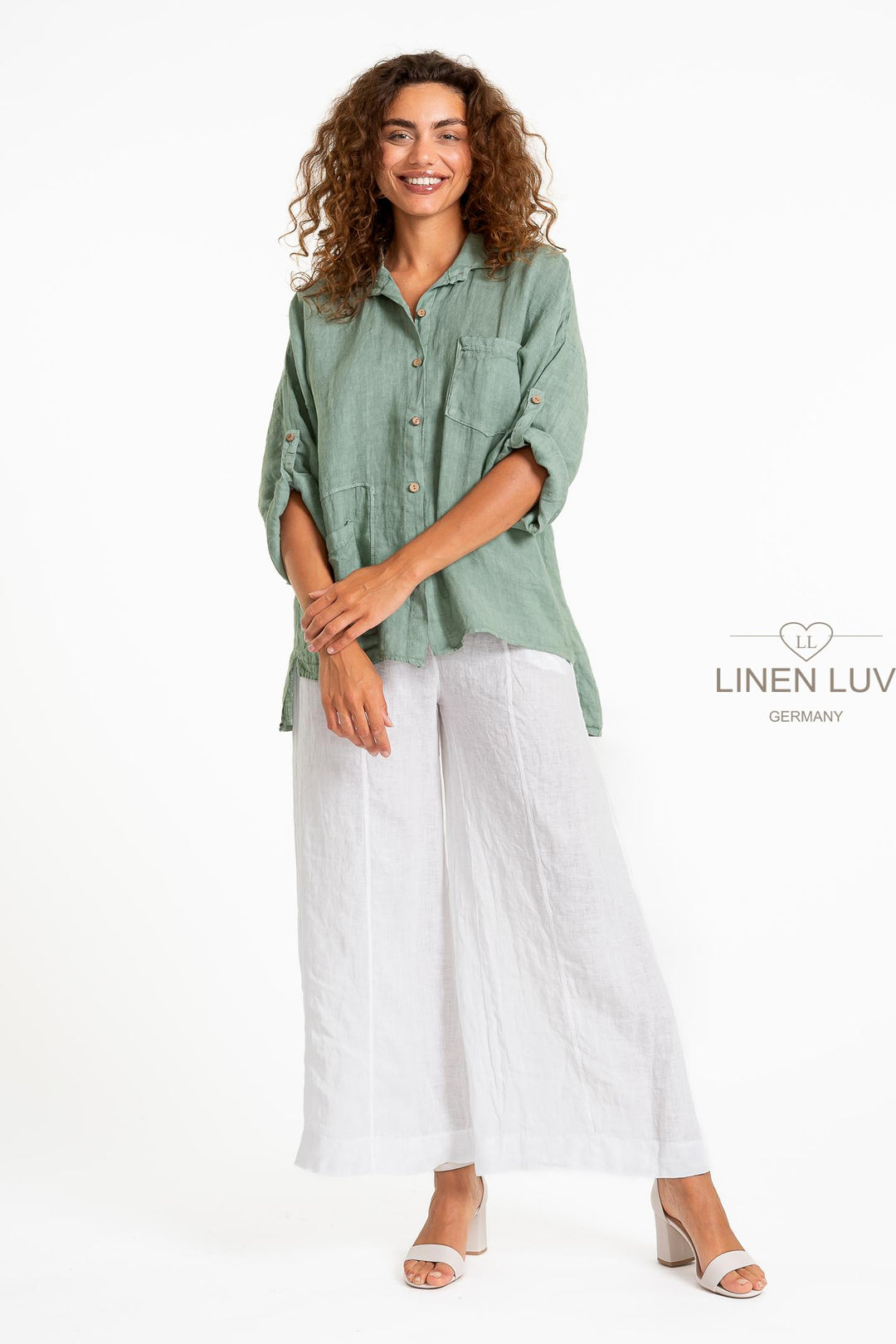 French Linen Relaxed Shirt Pocket Detail - Breathable Naturals | Glam & Fame Clothing