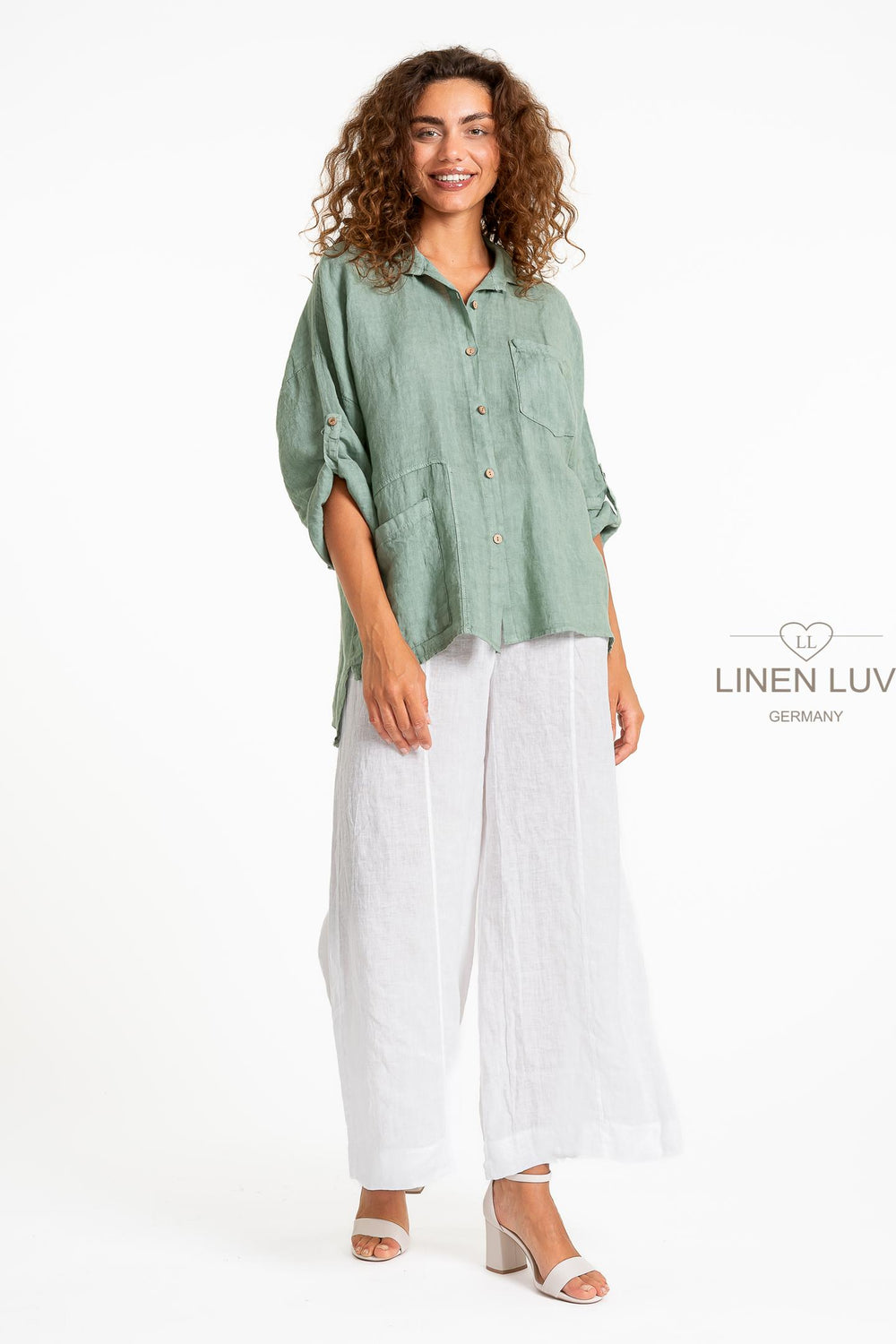 French Linen Relaxed Shirt Pocket Detail - Breathable Naturals | Glam & Fame Clothing