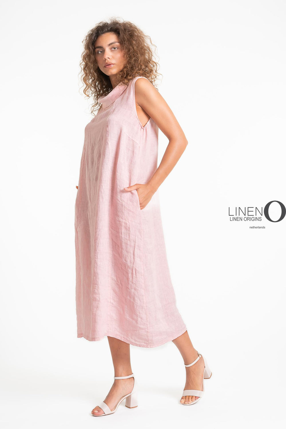French Linen Dress Cowl Neck - Breathable Naturals | Glam & Fame Clothing