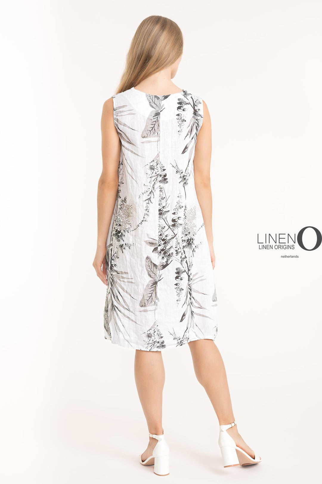 French Linen Shift Dress V-Neck Print - Breathable Naturals | Glam & Fame Clothing