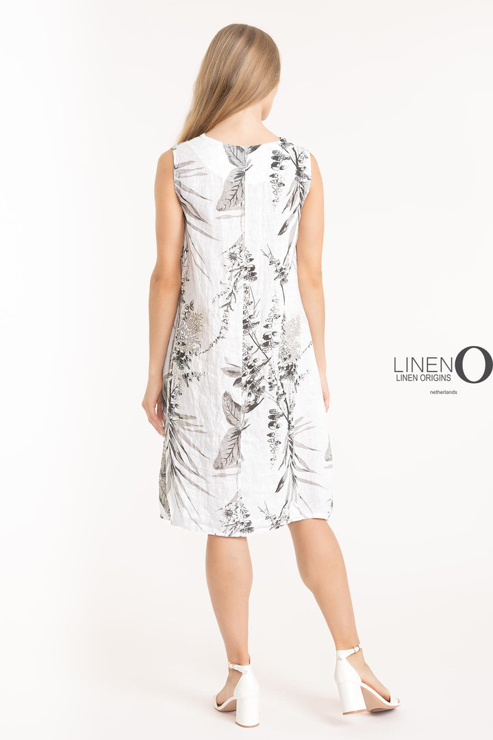 French Linen Shift Dress V-Neck Print - Breathable Naturals | Glam & Fame Clothing