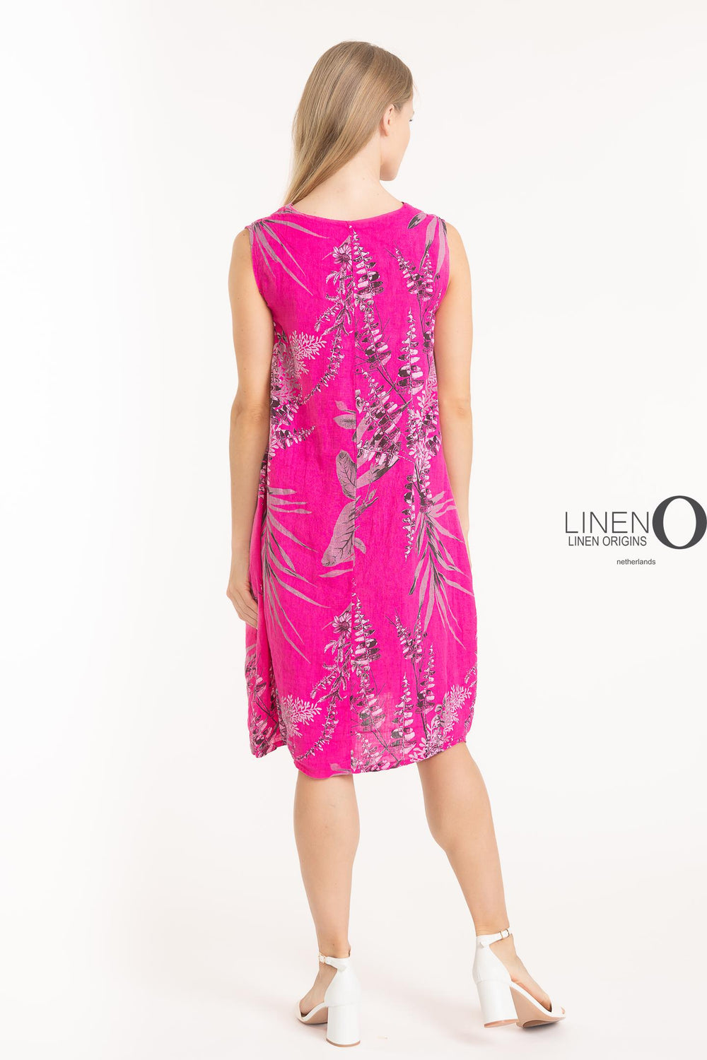 French Linen Shift Dress V-Neck Print - Breathable Naturals | Glam & Fame Clothing