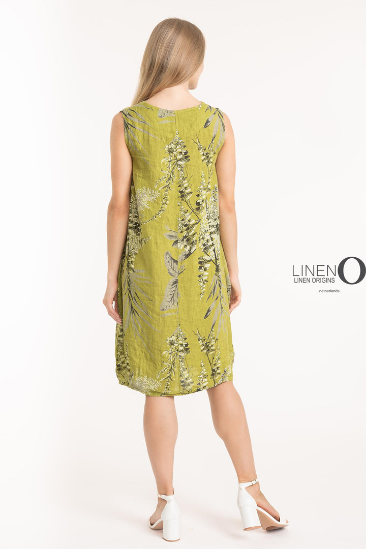 French Linen Shift Dress V-Neck Print - Breathable Naturals | Glam & Fame Clothing