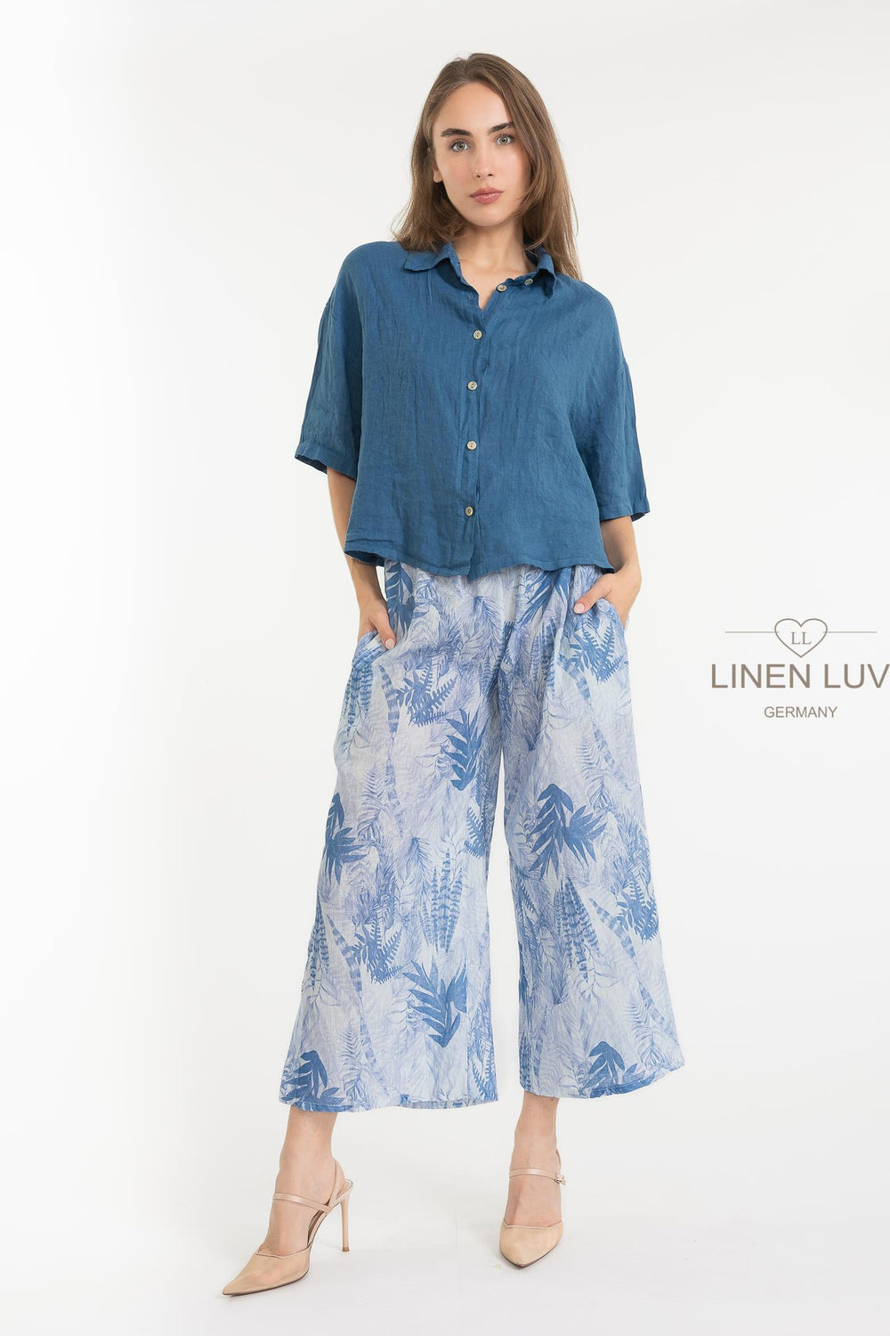 French Linen Boxy Crop Shirt - Breathable Naturals | Glam & Fame Clothing