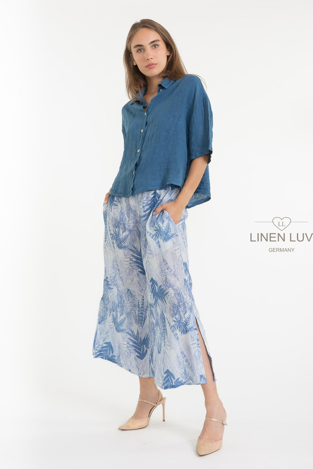French Linen Boxy Crop Shirt - Breathable Naturals | Glam & Fame Clothing