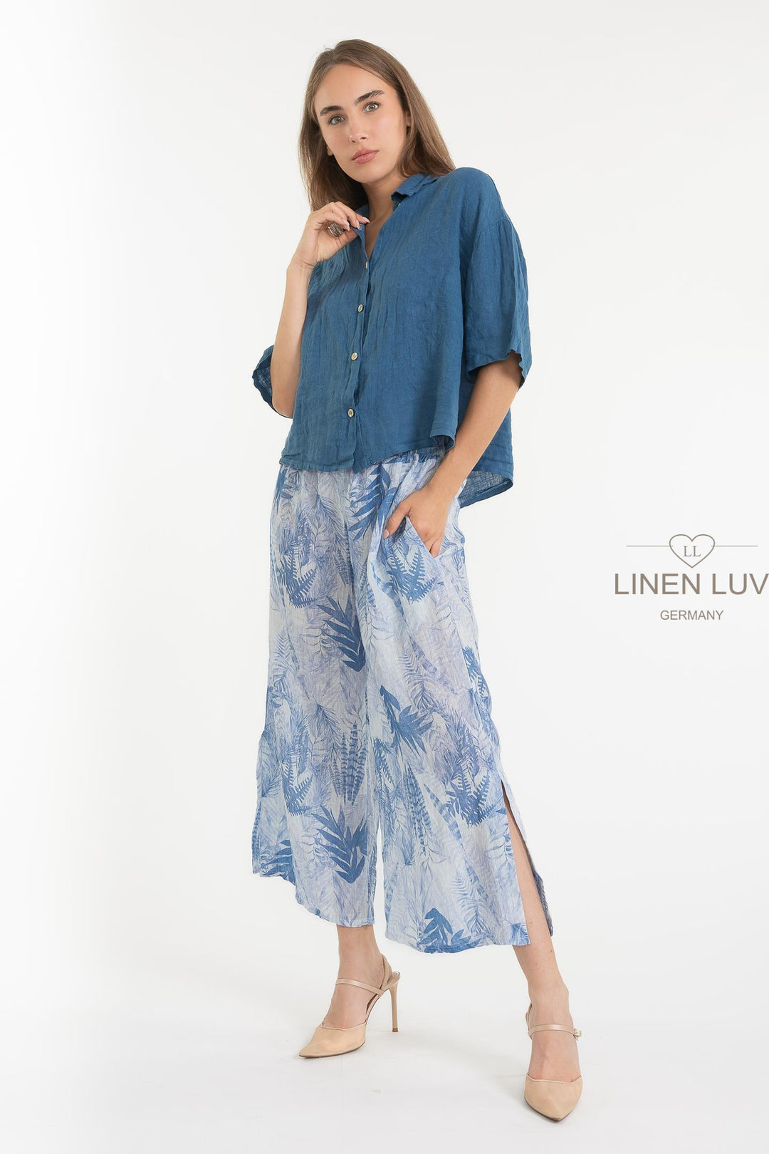 French Linen Boxy Crop Shirt - Breathable Naturals | Glam & Fame Clothing