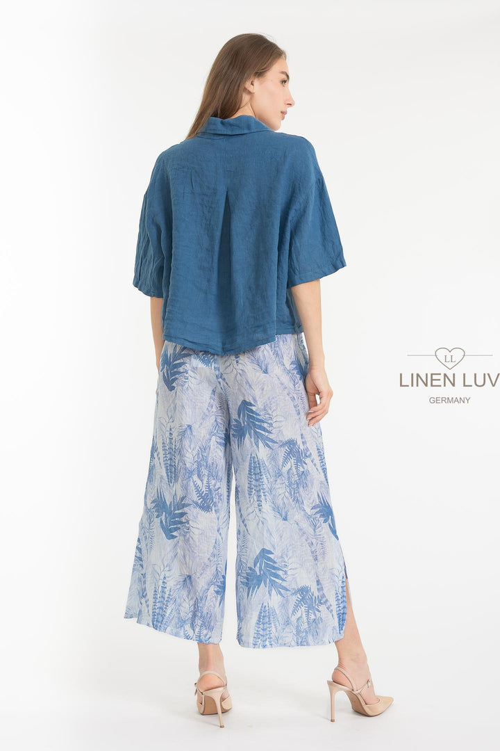French Linen Boxy Crop Shirt - Breathable Naturals | Glam & Fame Clothing