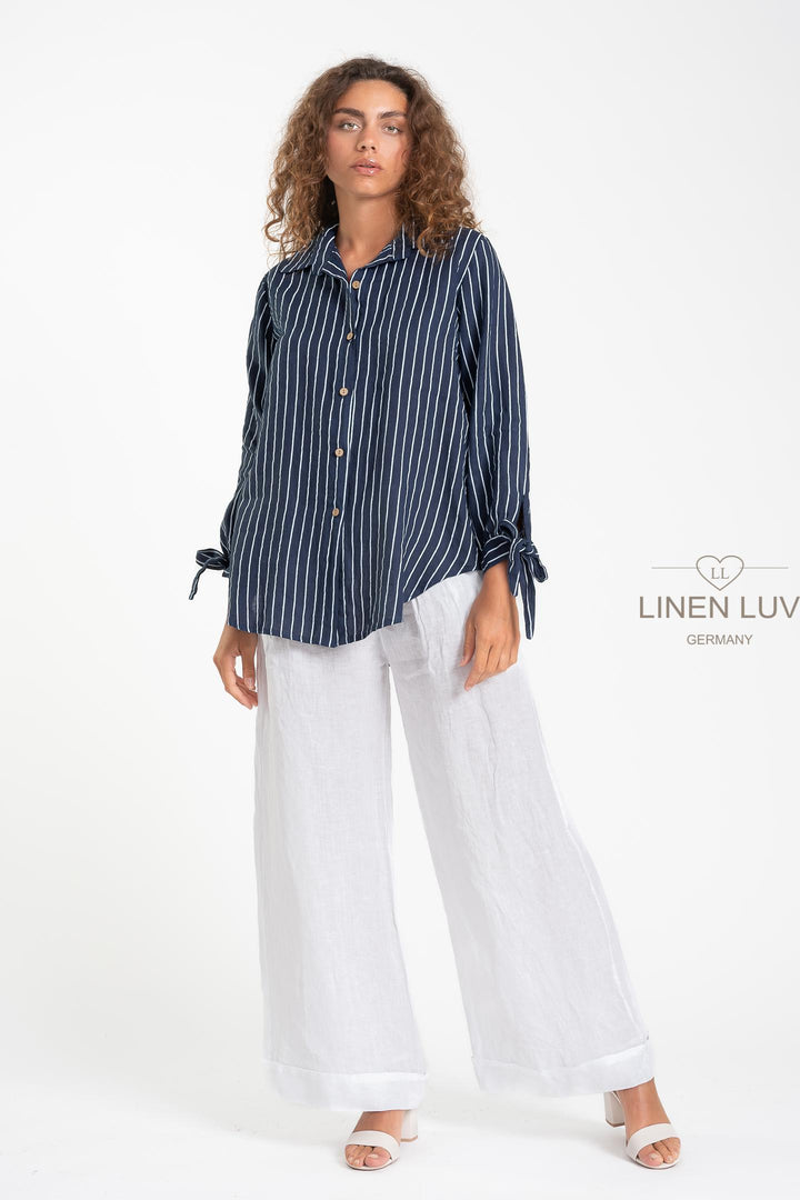 French Linen Nautical Shirt - Breathable Naturals | Glam & Fame Clothing