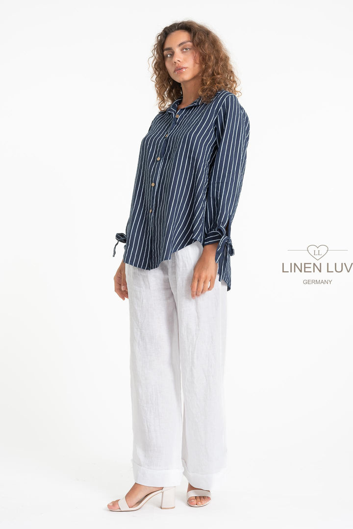 French Linen Nautical Shirt - Breathable Naturals | Glam & Fame Clothing