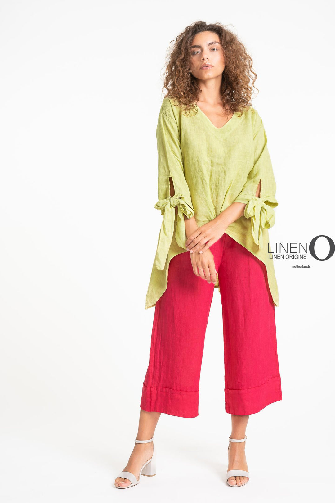 French Linen Blouse Tie Accents - Breathable Naturals | Glam & Fame Clothing