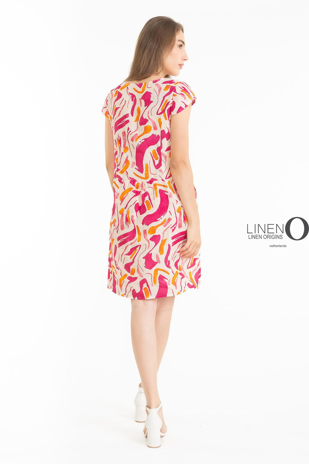 French Linen Sheath Dress Abstract Print - Breathable Naturals | Glam & Fame Clothing