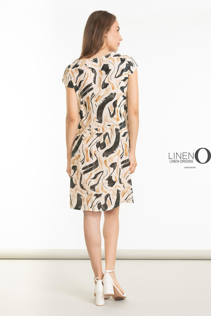 French Linen Sheath Dress Abstract Print - Breathable Naturals | Glam & Fame Clothing