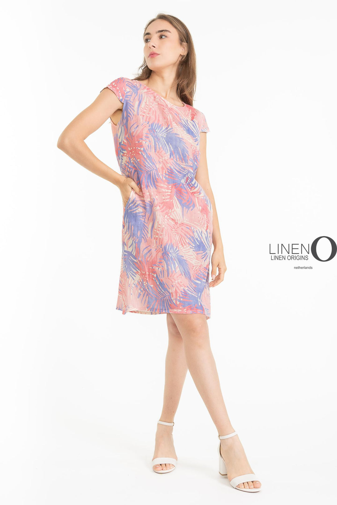 French Linen Sheath Dress Abstract Print - Breathable Naturals | Glam & Fame Clothing