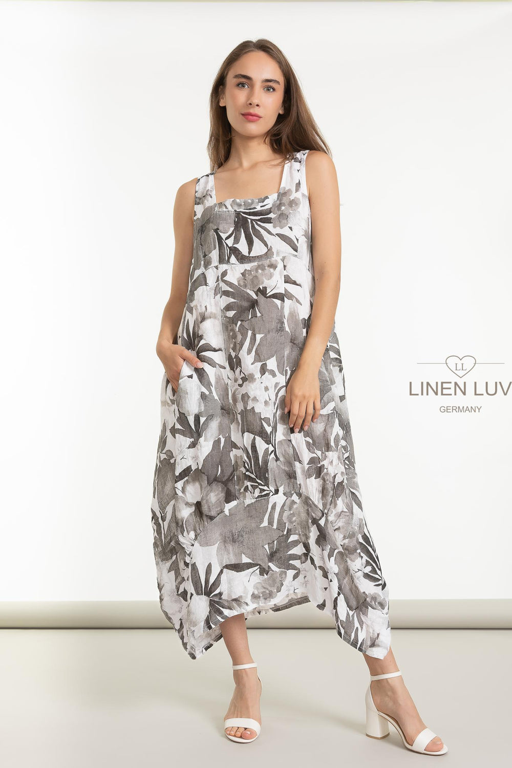 French Linen Frock With Pockets - Breathable Naturals | Glam & Fame Clothing