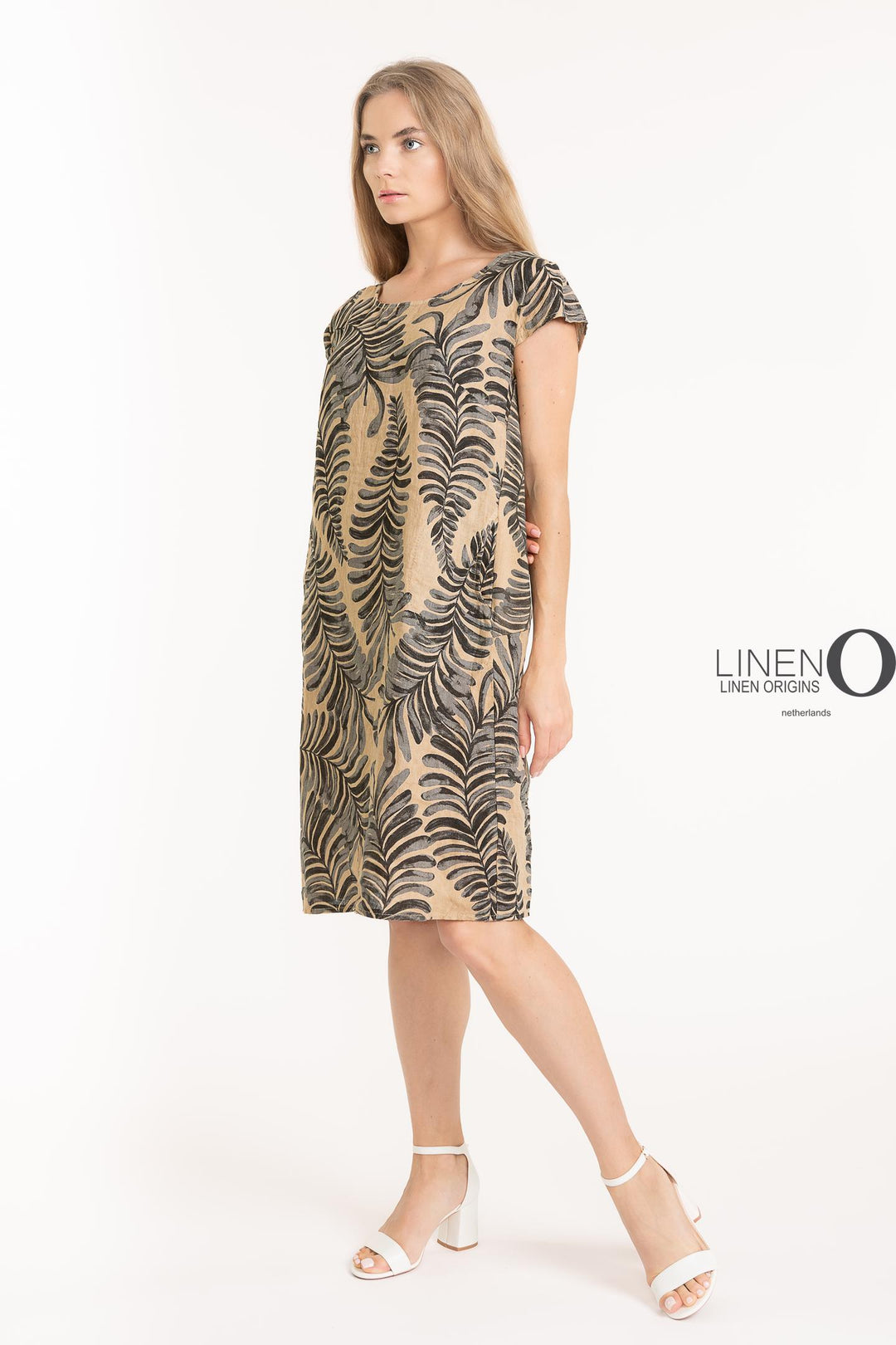 French Linen Sheath Dress Print - Breathable Naturals | Glam & Fame Clothing
