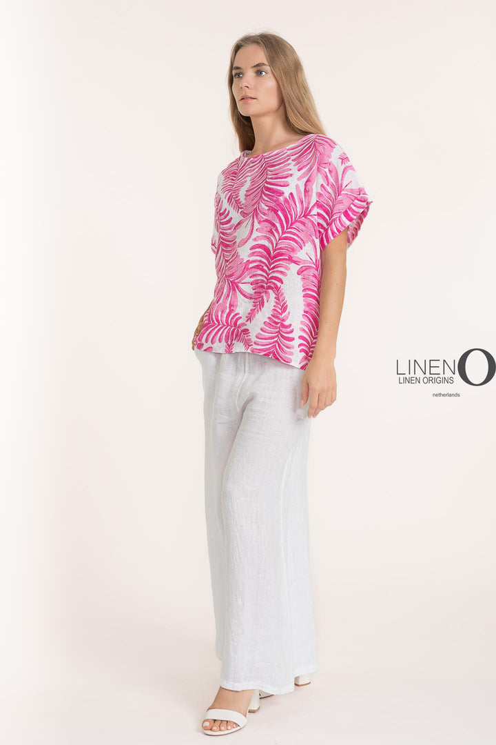 French Linen Print Blouse - Breathable Naturals | Glam & Fame Clothing