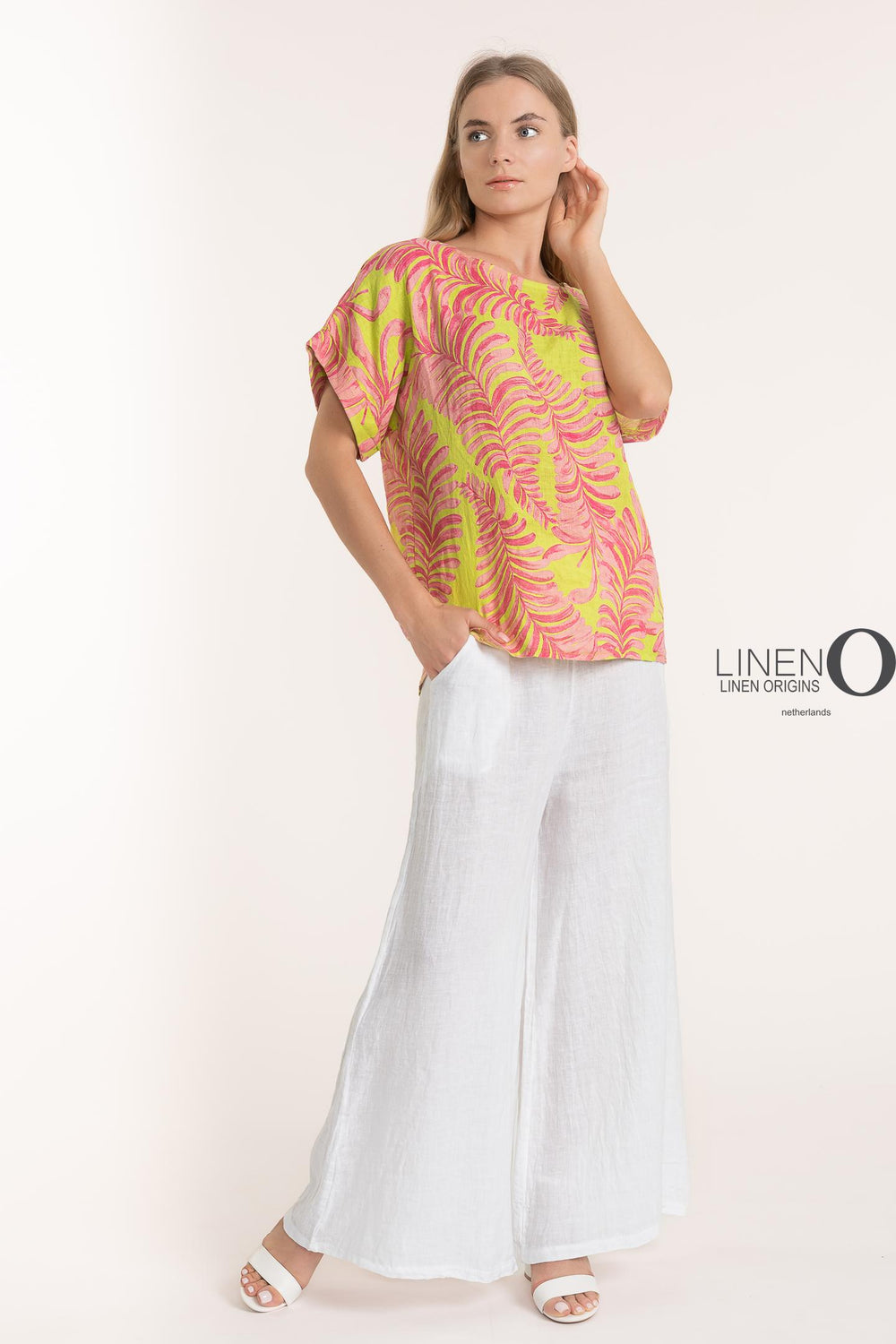 French Linen Print Blouse - Breathable Naturals | Glam & Fame Clothing