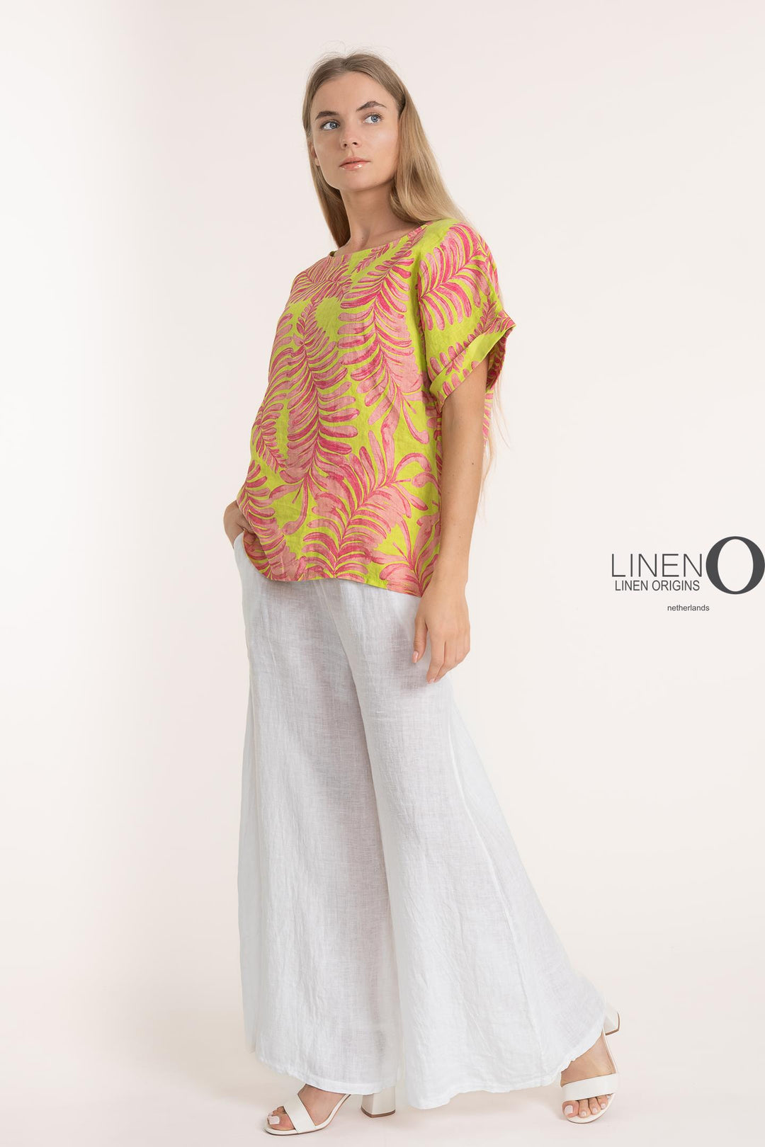 French Linen Print Blouse - Breathable Naturals | Glam & Fame Clothing