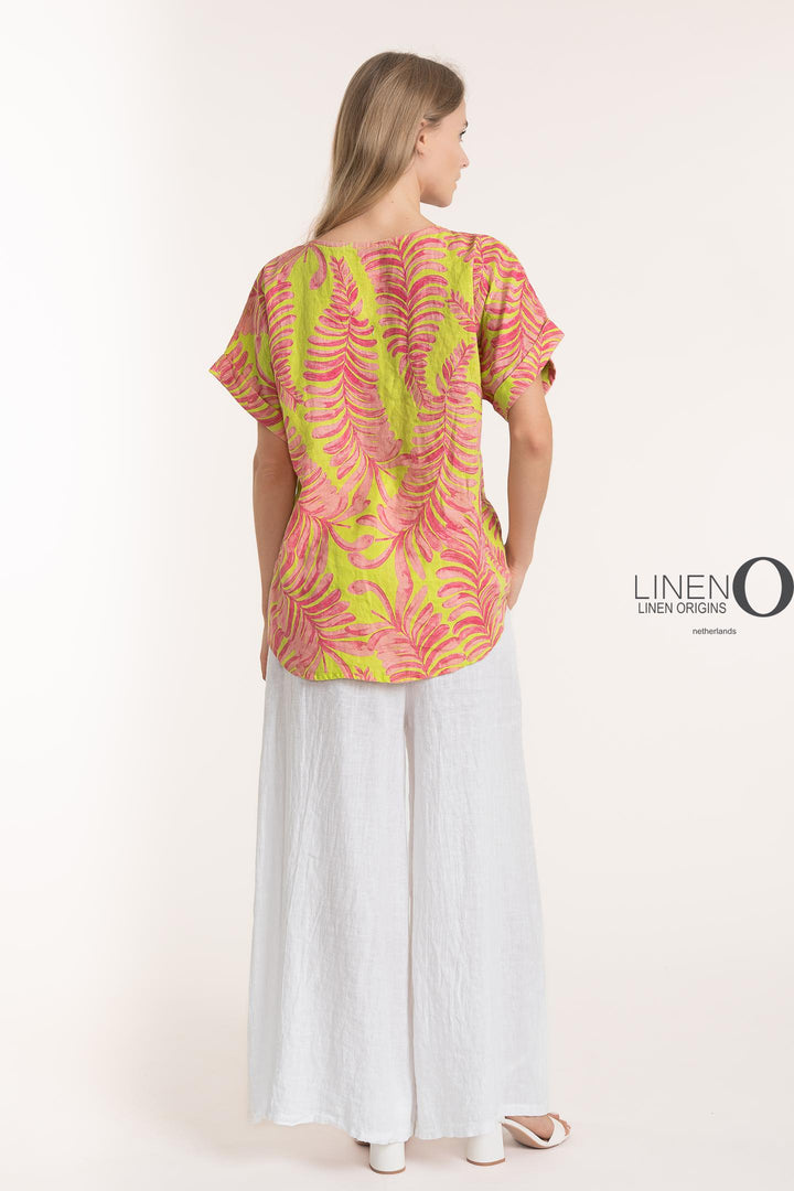 French Linen Print Blouse - Breathable Naturals | Glam & Fame Clothing