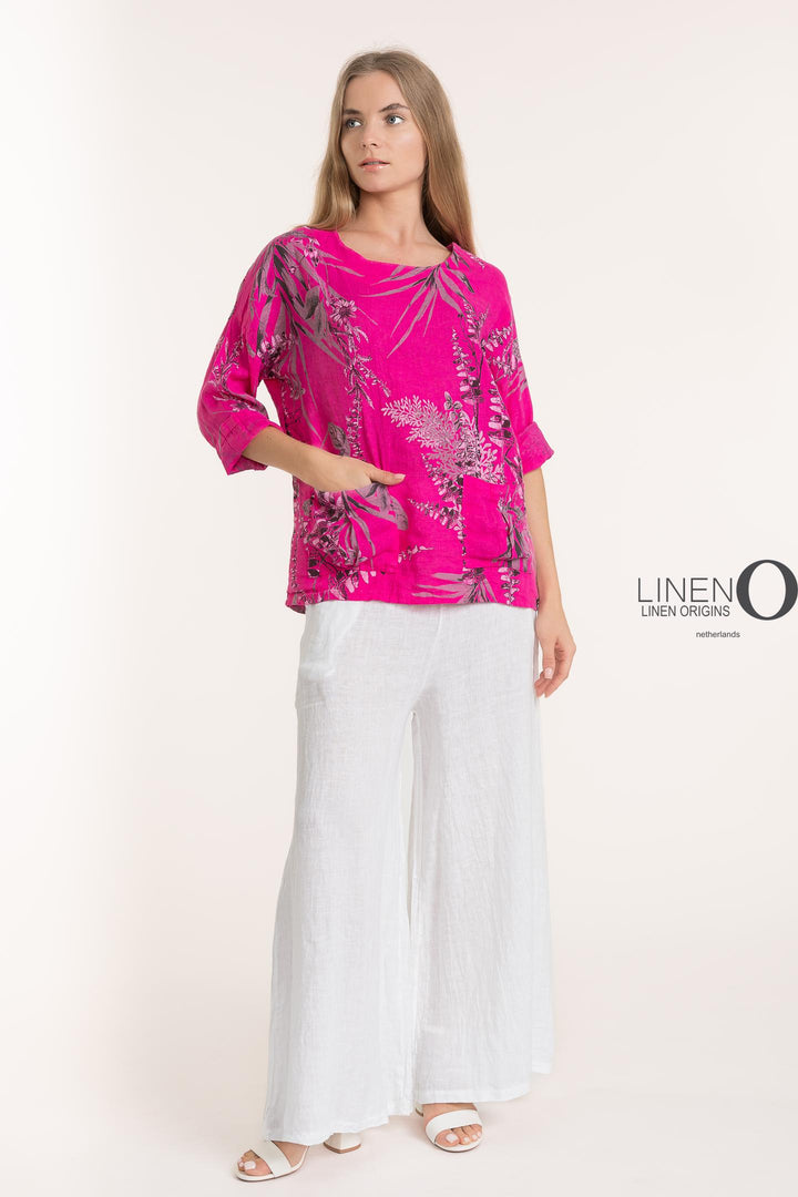 French Linen Blouse Print - Breathable Naturals | Glam & Fame Clothing