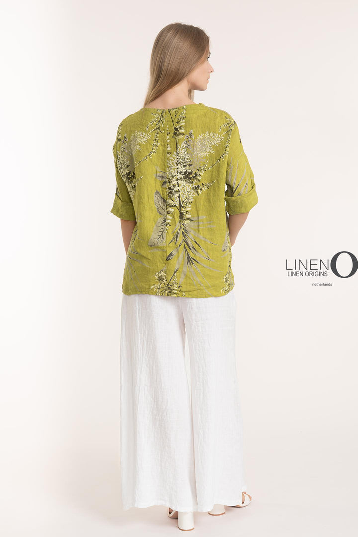 French Linen Long Sleeve Blouse Print - Breathable Naturals | Glam & Fame Clothing