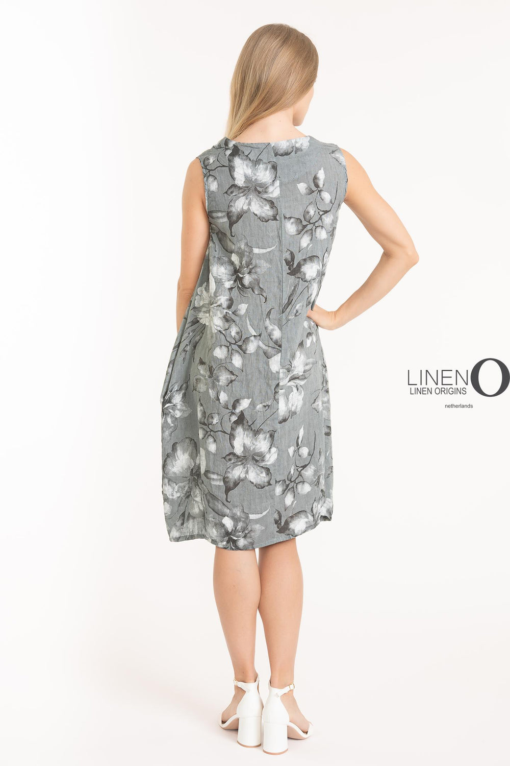 French Linen Shift Dress V-Neck Print - Breathable Naturals | Glam & Fame Clothing