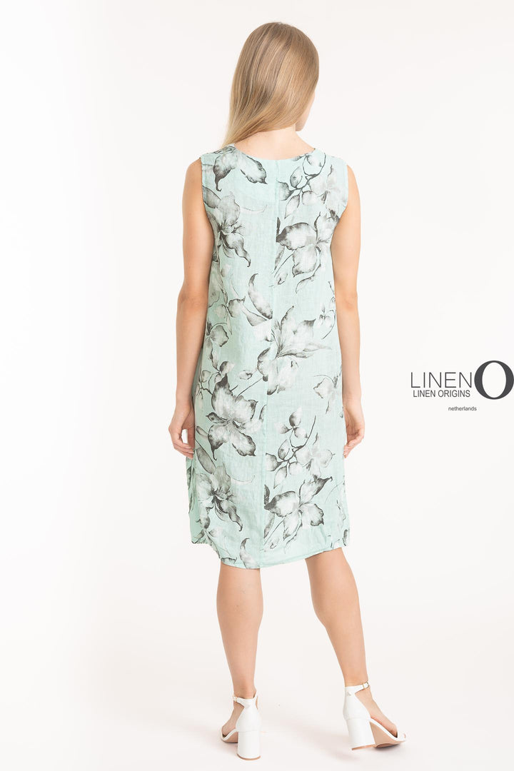 French Linen Shift Dress V-Neck Print - Breathable Naturals | Glam & Fame Clothing