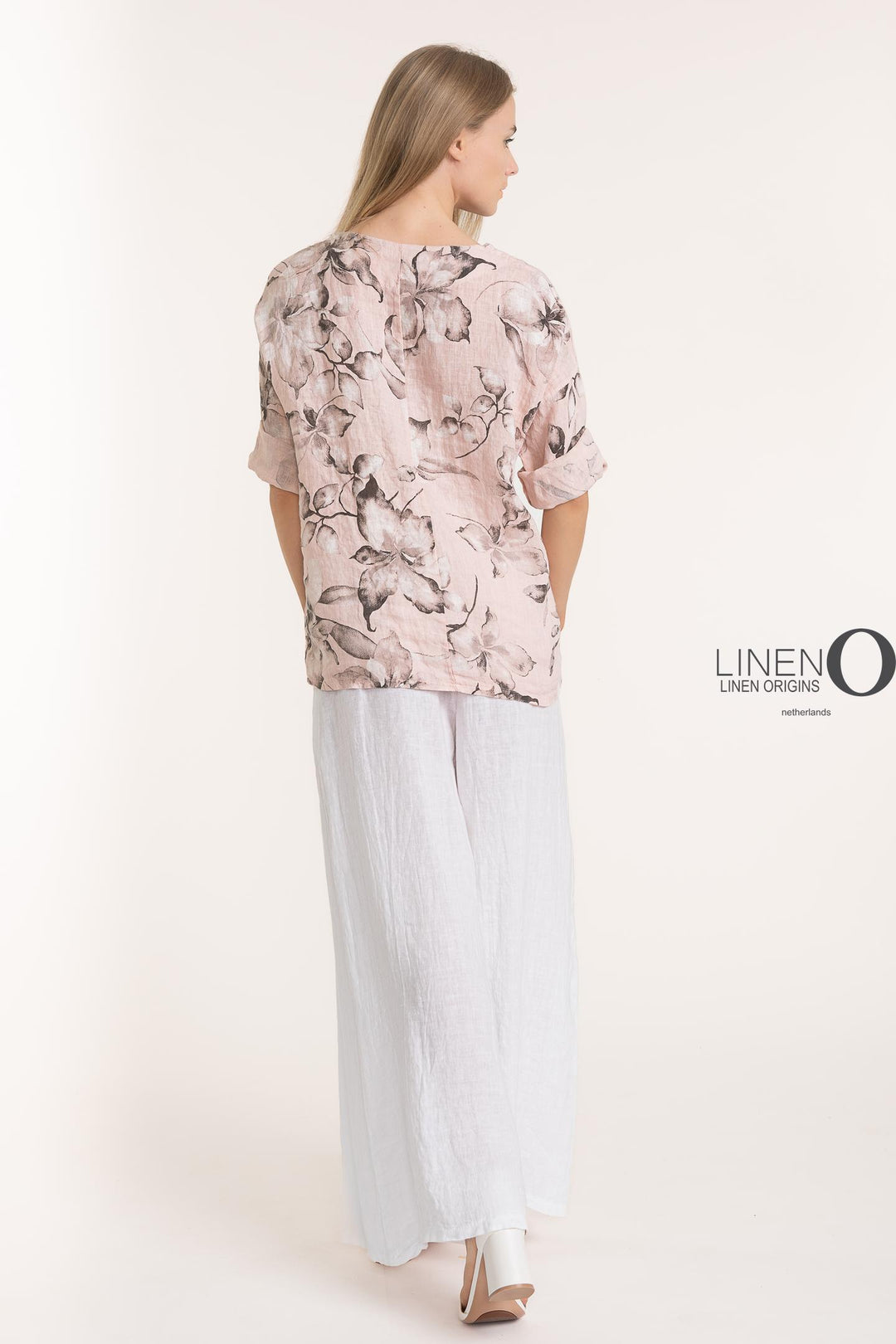 French Linen Long Sleeve Blouse Print - Breathable Naturals | Glam & Fame Clothing