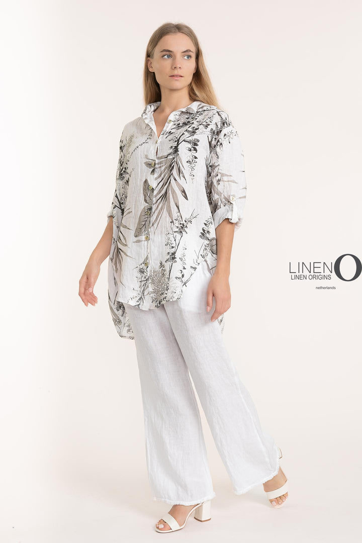 French Linen Shirt Print - Breathable Naturals | Glam & Fame Clothing
