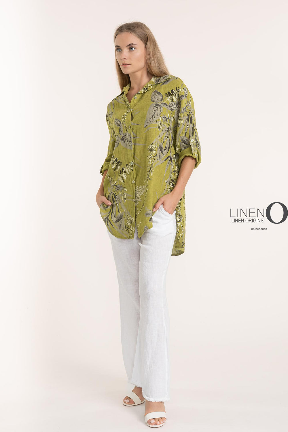 French Linen Shirt Print - Breathable Naturals | Glam & Fame Clothing