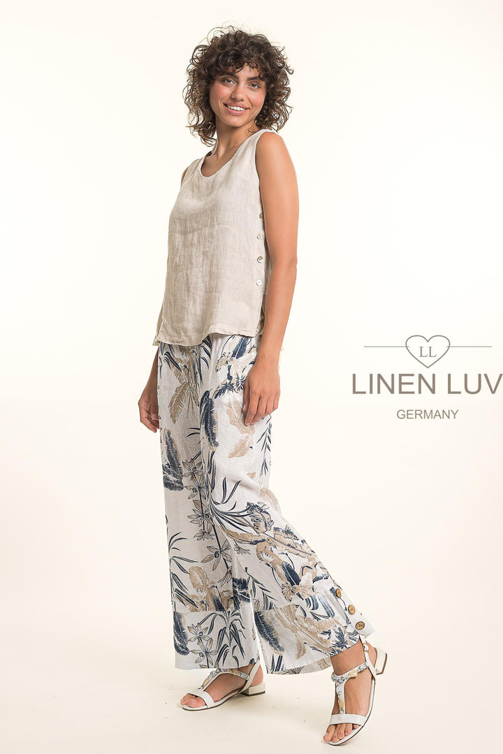 French Linen Button Top Sleeveless - Breathable Naturals | Glam & Fame Clothing