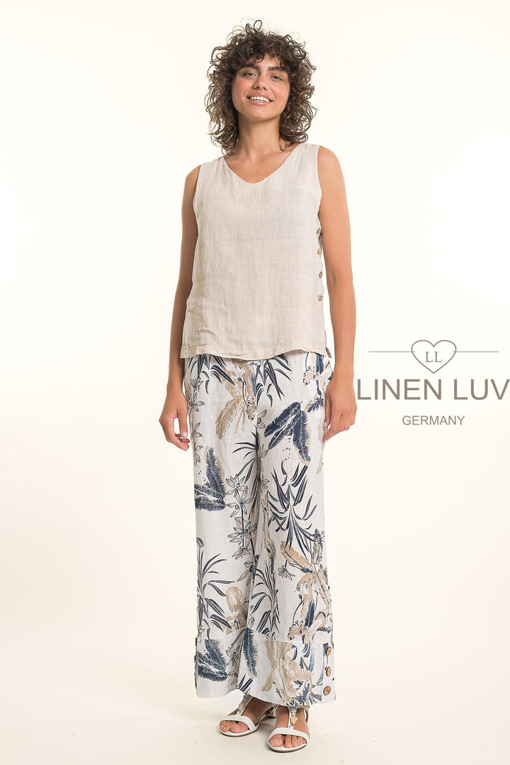 French Linen Button Top Sleeveless - Breathable Naturals | Glam & Fame Clothing