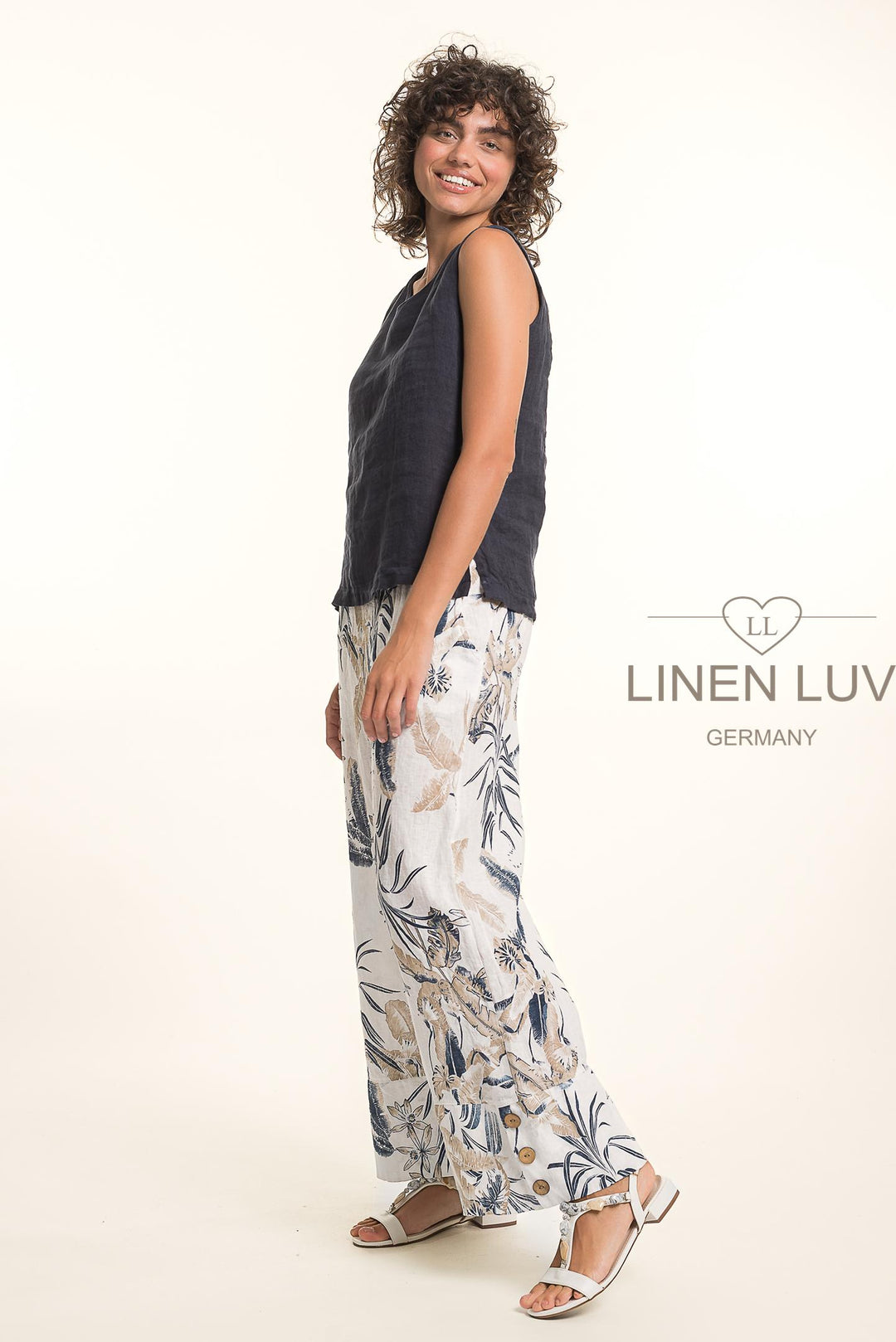 French Linen Button Top Sleeveless