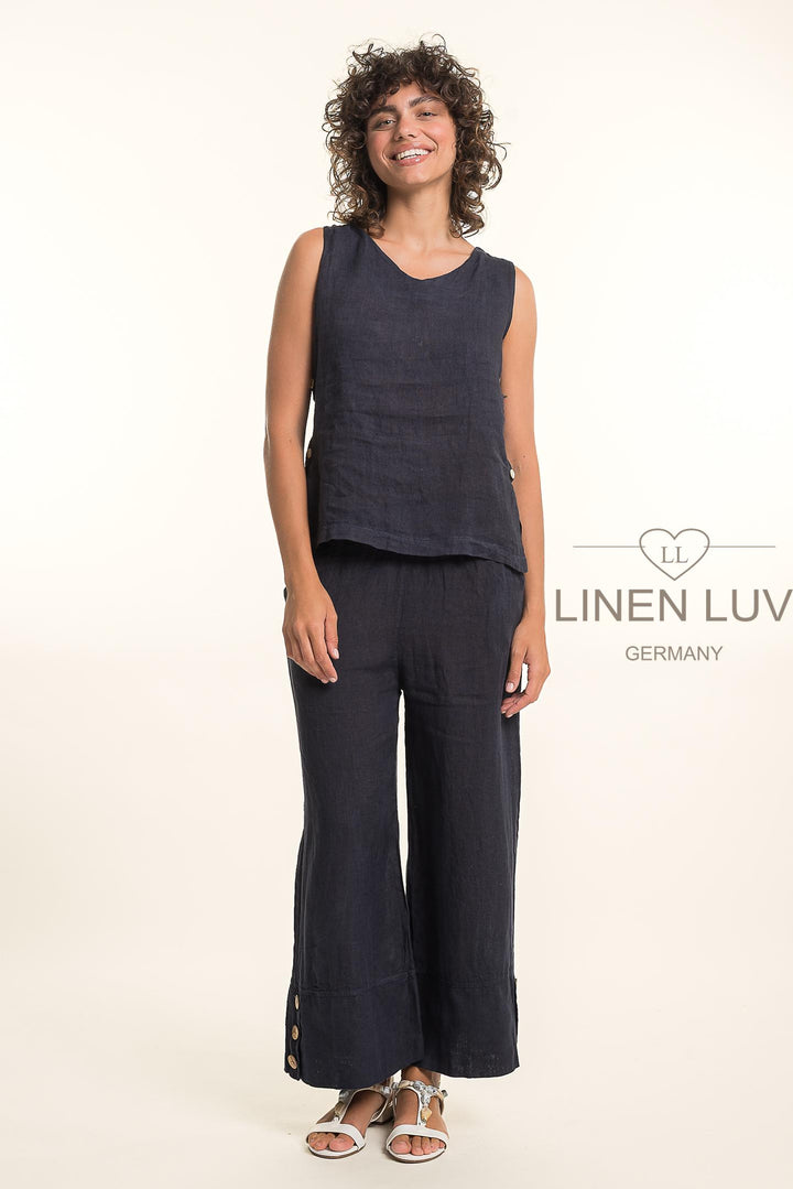 French Linen Button Top Sleeveless