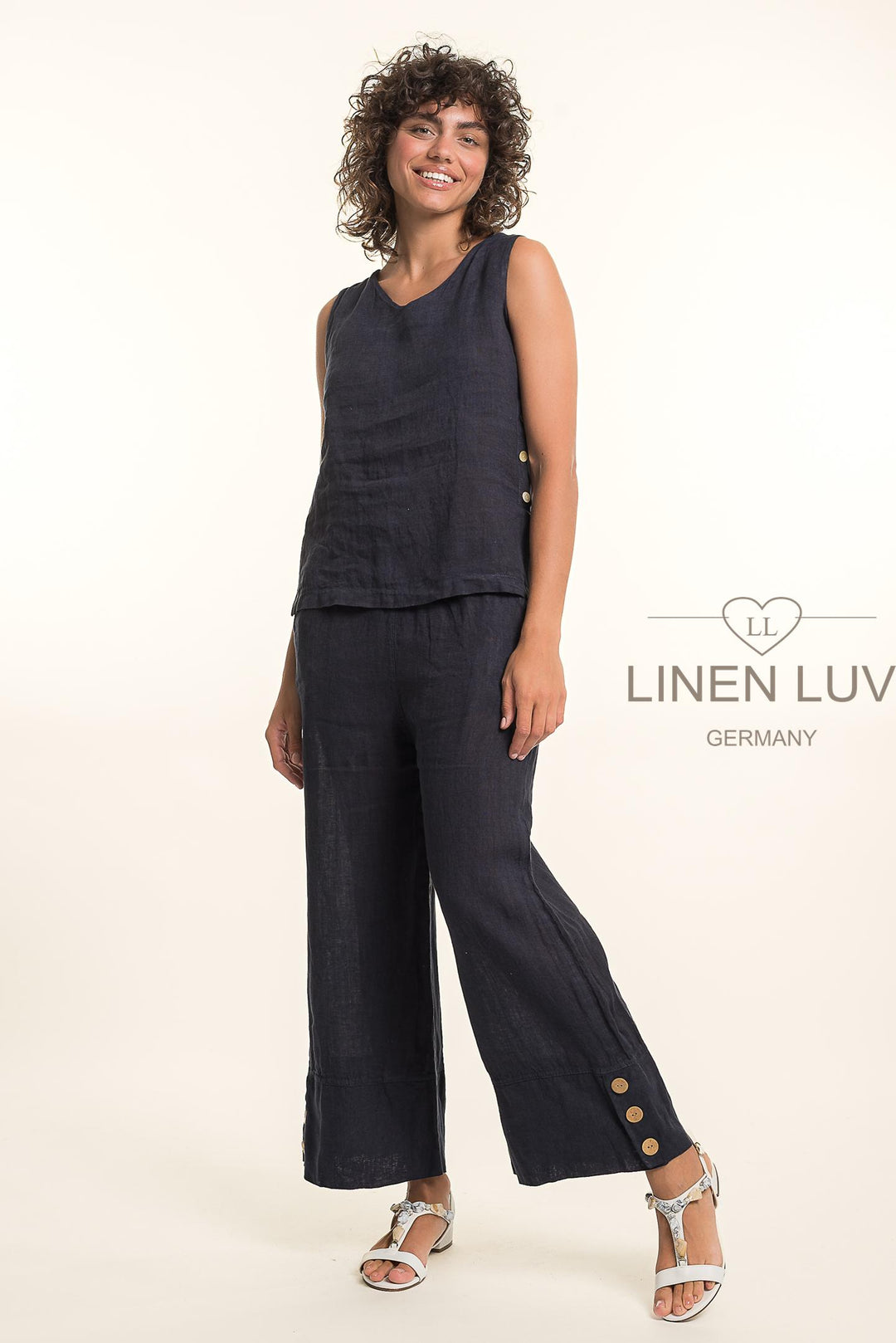 French Linen Button Top Sleeveless